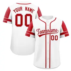 White Red Raglan Sleeve Authentic Baseball Jersey 1