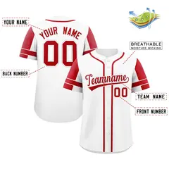 White Red Raglan Sleeve Authentic Baseball Jersey 2