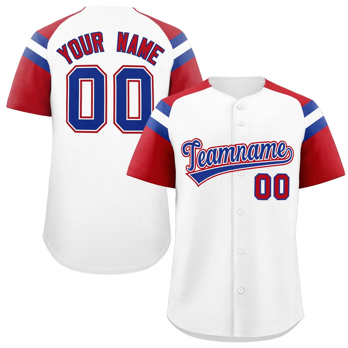 White Red Raglan Sleeves Authentic Baseball Jersey