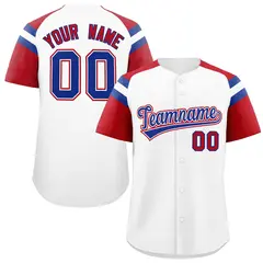 White Red Raglan Sleeves Authentic Baseball Jersey