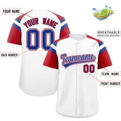 White Red Raglan Sleeves Authentic Baseball Jersey 2