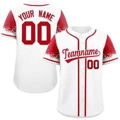 White Red Raglan Sleeves Authentic Baseball Jersey
