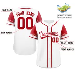 White Red Raglan Sleeves Authentic Baseball Jersey 2