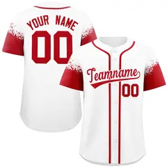 White Red Raglan Sleeves Authentic Baseball Jersey