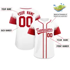 White Red Raglan Sleeves Authentic Baseball Jersey 2
