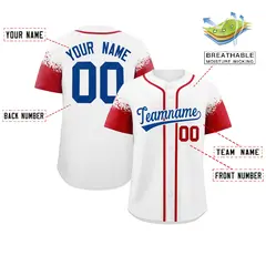 White Red Raglan Sleeves Authentic Baseball Jersey 2