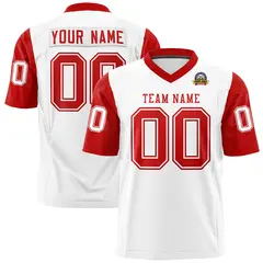 White Red Raglan Sleeves Authentic Football Jersey