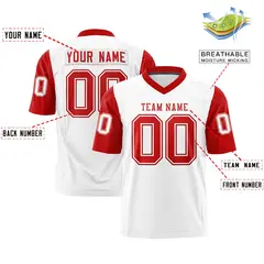 White Red Raglan Sleeves Authentic Football Jersey 2