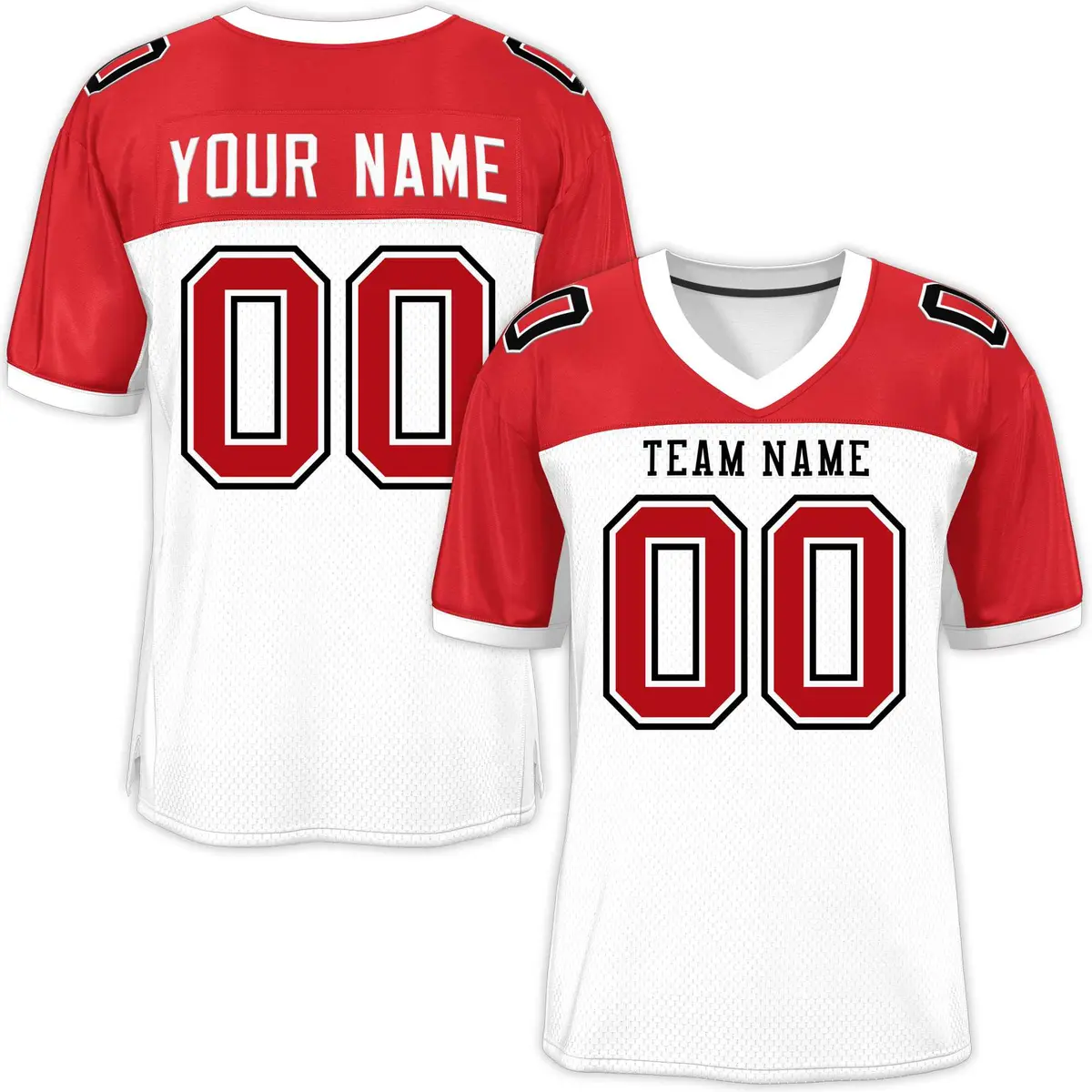 White-Red Raglan Sleeves Fashion Authentic Football Jersey