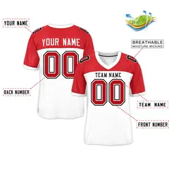White-Red Raglan Sleeves Fashion Authentic Football Jersey 2