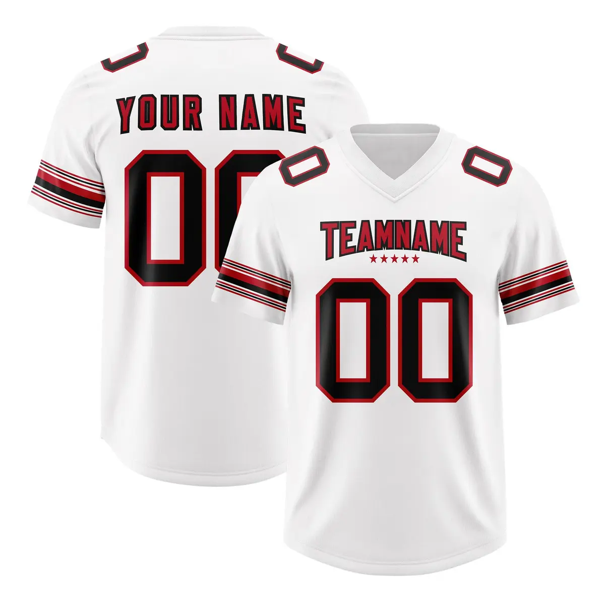 White Red Retro Sleeve Line Authentic Football Jersey