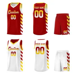 White Red Reversible Basketball Kits - Side Arrow Red Gold Gradient 2