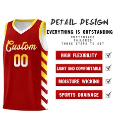 White Red Reversible Basketball Kits - Side Arrow Red Gold Gradient 3