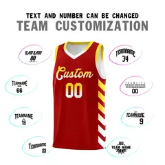 White Red Reversible Basketball Kits - Side Arrow Red Gold Gradient 4
