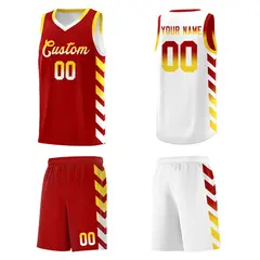 White Red Reversible Basketball Kits - Side Arrow Red Gold Gradient 5