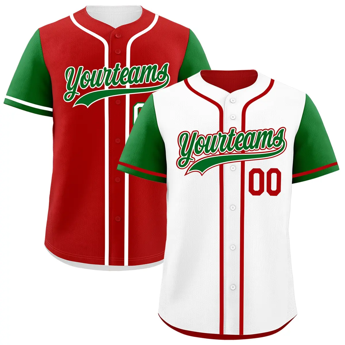 White Red Reversible Raglan Sleeves Baseball Jersey