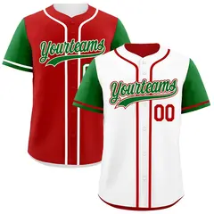 White Red Reversible Raglan Sleeves Baseball Jersey 1