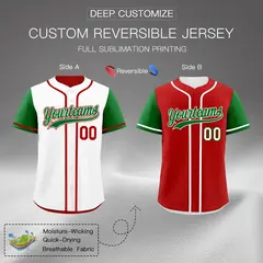 White Red Reversible Raglan Sleeves Baseball Jersey 2