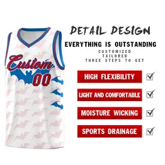 White Red Royal Bat Pattern Halloween Basketball Jersey 2