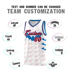 White Red Royal Bat Pattern Halloween Basketball Jersey 4