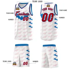 White Red Royal Bat Pattern Halloween Basketball Jersey 5