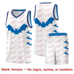 White Red Royal Bat Pattern Halloween Basketball Jersey 7