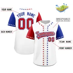 White Red Royal Blue American Flag Graffiti Split Independence Day Baseball Jersey 2