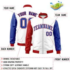 White Red Royal Blue American Flag Independence Day Full Zip Wrinkle-Resistant Jacket 2