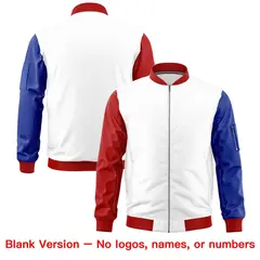 White Red Royal Blue American Flag Independence Day Full Zip Wrinkle-Resistant Jacket 6