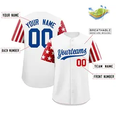White Red Royal Blue American Flag Raglan Baseball Jersey 2