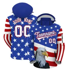 White Red Royal Blue Independence Day American Flag Waterproof Jacket