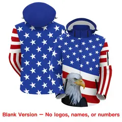 White Red Royal Blue Independence Day American Flag Waterproof Jacket 6