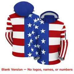 White Red Royal Blue Independence Day American Flag Waterproof Jacket 6
