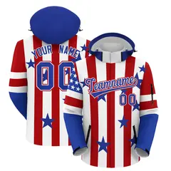 White Red Royal Blue Independence Day American Flag Waterproof Jacket