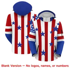 White Red Royal Blue Independence Day American Flag Waterproof Jacket 6
