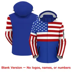 White Red Royal Blue Independence Day American Flag Waterproof Jacket 6