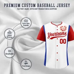 White Red Royal Blue Mother's Day Baseball Jersey 3