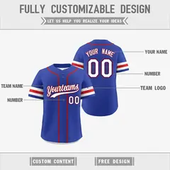 White Red Royal Blue Reversible Two-Button Baseball Jersey 3