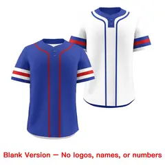 White Red Royal Blue Reversible Two-Button Baseball Jersey 9