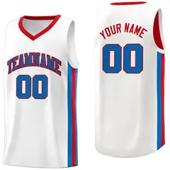White Red-Royal Classic Athletic Casual Basketball Jersey