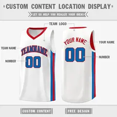 White Red-Royal Classic Athletic Casual Basketball Jersey 2