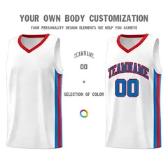 White Red-Royal Classic Athletic Casual Basketball Jersey 3