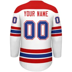 White Red Royal Classic Lace-Up Neck Hockey Jersey 4