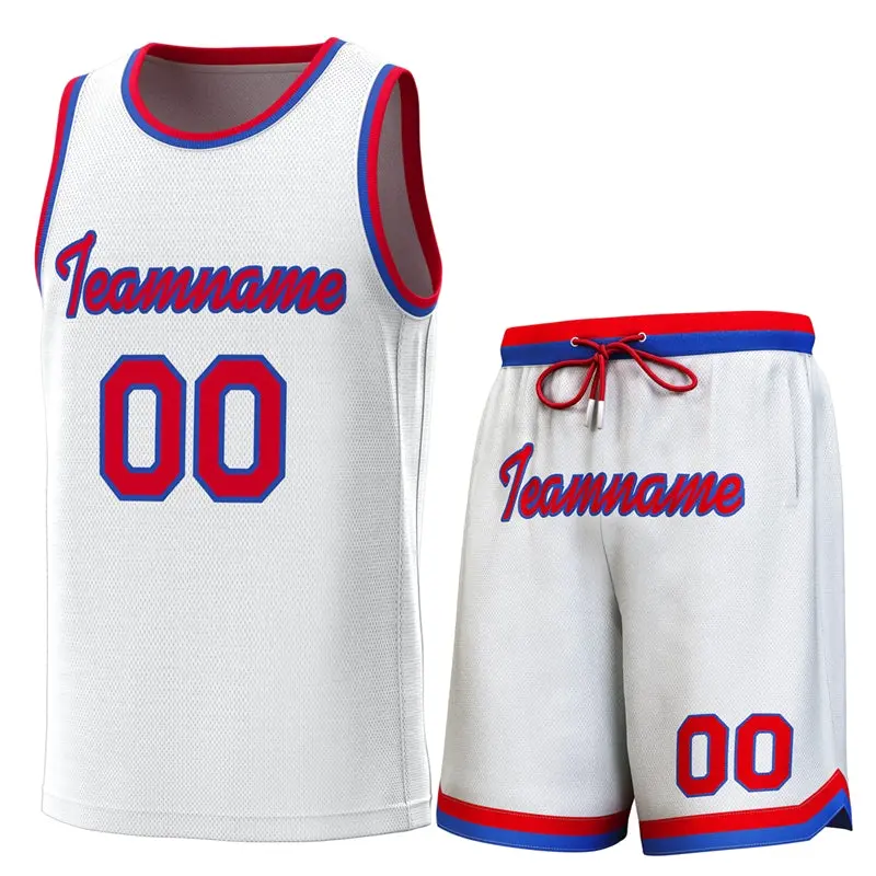 White Red-Royal Classic Sets Basketball Jersey