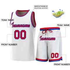 White Red-Royal Classic Sets Basketball Jersey 2