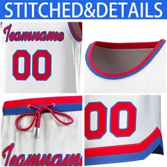 White Red-Royal Classic Sets Basketball Jersey 6