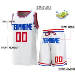 White Red-Royal Classic Sets Basketball Jersey 2