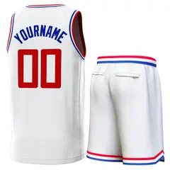 White Red-Royal Classic Sets Basketball Jersey 3