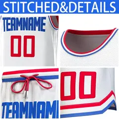 White Red-Royal Classic Sets Basketball Jersey 6