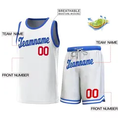 White Red-Royal Classic Sets Basketball Jersey 2